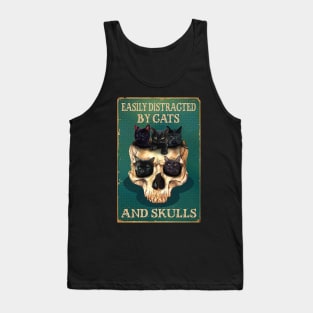 Easily Distracted By Cats And Skulls Skull Tank Top